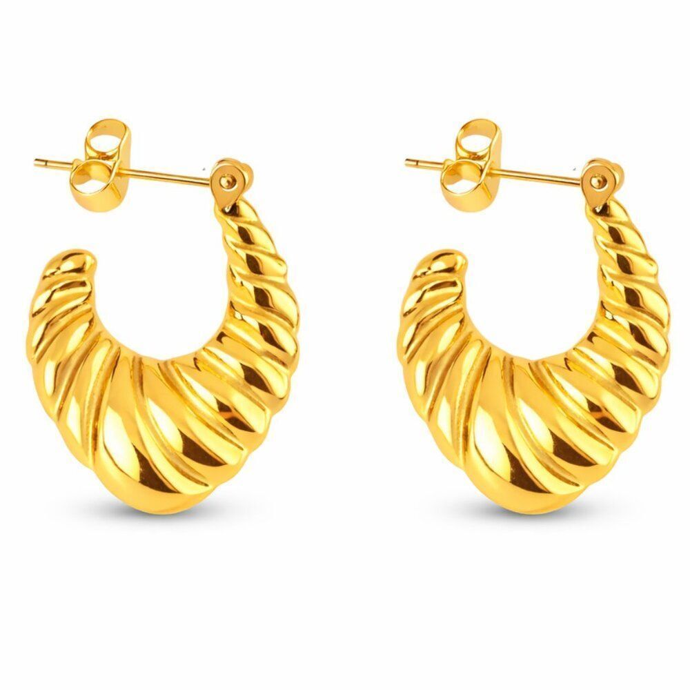 3For$20 Vintage Cresent Sculpted Twisted U Earring Stainless Steel Earring
